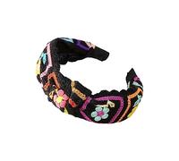 HUANIZI Bandeau tricoté floral pour femme - Turban extensible au crochet - Style ethnique - Style ethnique
