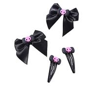 HUANIZI Lot de 4 épingles à cheveux punk tête de mort bowknot pour femme mignon style mignon charme pince à cheveux esthétique accessoires de cheveux