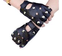 HUANIZI Mitaines de conduite unisexes en cuir synthétique avec crampons cool, pour danse, rock and roll, mitaine noire