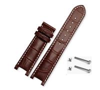 HuanJ Bracelet De Montre En Cuir Cranté, 20x11mm, 22x13mm, Compatible Avec GC Guess Passa, Chaîne De Montre Étanche En Cuir Véritable For Hommes Et Femmes(Brown white-no,20x11mm)