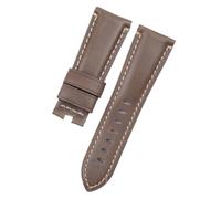 HuanJ Bracelet de montre en cuir de bambou véritable crocodile 24 mm 26 mm, compatible avec le bracelet PAM441, boucle papillon, accessoires(Light Brown Flat,24mm With Logo,Silver Buckle)