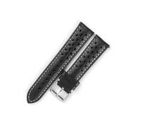 HuanJ Bracelet De Montre En Cuir Souple Huilé Et Ciré Fait Main For Homme, 18 Mm, 19 Mm, 20 Mm, 21 Mm, Étanche, Poreux, Respirant, À Dégagement Rapide(Black-White line,18mm)