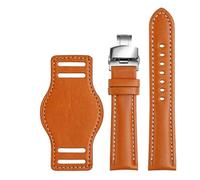 HuanJ Bracelet De Montre En Cuir Vachette Véritable, Première Couche, Disponible 18 Mm, 20, 21 Et 22, Finition Mate, Coloris Bordeaux(Yellow mat silver,18mm)