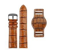 HuanJ Bracelet De Montre En Cuir Véritable De Vachette De Première Couche 18 20 Mm 22 Mm Avec Bracelet De Montre À Texture Crocodile Mat(Brown black pin,22mm)