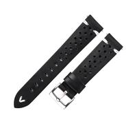 HuanJ Bracelet De Montre En Cuir Véritable Poreux 18 Mm 20 Mm 22 Mm Marron Foncé Fait Main À L'huile Et À La Cire, Libération Rapide, For Femmes Et Hommes(Black-silver clasp,18mm)