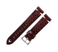 HuanJ Bracelet De Montre En Cuir Véritable Poreux 18 Mm 20 Mm 22 Mm Marron Foncé Fait Main À L'huile Et À La Cire, Libération Rapide, For Femmes Et Hommes(Dark brown-silver,18mm)