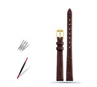 HuanJ Bracelet De Montre En Cuir Véritable Souple For Femme, 6 Mm, 8 Mm, 10 Mm, 12 Mm, 14 Mm, Petite Taille, Première Couche De Cuir De Vache.(B brown gold,10mm)