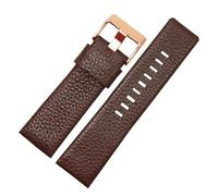 HuanJ Bracelet De Montre En Cuir Véritable, Tailles 22, 24, 26, 27, 28, 30 Et 32 mm, Compatible Avec Les Modèles Diesel DZ7313, DZ4386 DZ1405(Brown rose buckle,30mm)