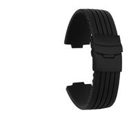 HuanJ Bracelet De Montre En Silicone À Extrémité Convexe 22 X 11 Mm 24 12 Compatible Avec Oris Aquis 7330 7740, Caoutchouc Souple For Homme(Black-black buckle,22-11mm convex)