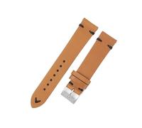 HuanJ Bracelet De Montre Vintage En Cuir Véritable 17 Mm, 18 Mm, 20 Mm, 21 Mm, 22 Mm, Cuir De Vache Huilé Et Ciré, Coutures Faites À La Main, Ceintures De Remplacement(Tan-black line,22mm)