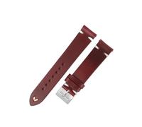 HuanJ Bracelet De Montre Vintage En Cuir Véritable 17 Mm, 18 Mm, 20 Mm, 21 Mm, 22 Mm, Cuir De Vache Huilé Et Ciré, Coutures Faites À La Main, Ceintures De Remplacement(Wine red-white line,17mm)