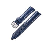 HuanJ Bracelet de montre vintage en cuir véritable for homme, accessoire de 18 mm, 20 mm, 22 mm, motif autruche, cuir de vache, à dégagement rapide(Blue,22mm)