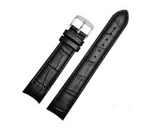 HuanJ Bracelet en cuir véritable, bout incurvé, 20 mm, compatible avec les modèles Citizen BL9002-37 05A et BT0001-12E 01A (bracelet de 21 ou 22 mm)(Black pin silver,20mm)