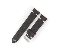 HuanJ Bracelet En Cuir Véritable For Hommes, 18mm, 19mm, 20mm, 21mm, 22mm, Décoloration De La Cire D'huile, Accessoires De Montre(Coffee-white line,19mm)