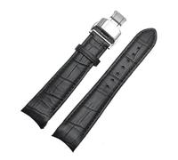 HuanJ Compatible Avec Les Bracelets De Montre Tissot, Boucle Papillon De Remplacement, Cuir De Vache Véritable(Black-Black-Silvery,22mm)