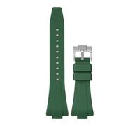 HuanJ Compatible Avec Les Bracelets De Montre Tissot PRX Series 11 Mm Et 12 Mm À Dégagement Rapide En Acier Inoxydable Et Silicone(Dark green silver,Interface 12mm)