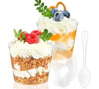 Huanmin 50 Pcs Verrines en Plastique 180ml - Coupelle pour Apéritif et Dessert - Verrine Ronde pour Présenter des Recettes de Tiramisu