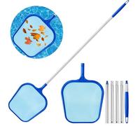 Huanmin Épuisette de piscine de 120 cm de long avec barre télescopique, épuisette à feuilles à mailles fines pour bassin, algues, piscine Bestway, spa, étang, jacuzzi (bleu)