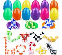 Huanmin Lot de 12 œufs de Pâques pré-remplis avec mini cubes de serpent, œufs de Pâques remplis de jouets, jouets de puzzle torsadés, cubes de vitesse serpent, fête de Pâques, chasse aux œufs (cubes