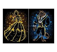 HUANNY DIY Diamond Painting Princess and Prince Broderie Diamant, 5D Full Drill Cross Stitch Embroidery kit for Beginners (2 Packs)