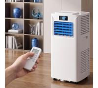 HUANQIN Climatiseur Mobile 12000 BTU, Air Conditionneur Portable sans Installation, Télécommande Numérique, Mode Nuit, 3 Vitesses de Ventilation, Kit d'Évacuation Fenêt, Style 2, 7000 BTU
