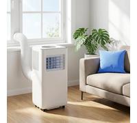 HUANQIN Climatiseur Mobile 12000 BTU, Air Conditionneur Portable sans Installation, Télécommande Numérique, Mode Nuit, 3 Vitesses de Ventilation, Kit d'Évacuation Fenêt, Style 2, 14000 BTU