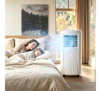 HUANQIN Climatiseur Mobile Autonome, Puissance de Refroidissement 7000-12000 BTU, Unité Climatisation sans Unité Extérieure, Silencieux, sur roulettes, avec Télécommand, 10000BTU, 10000BTU