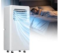 HUANQIN Climatiseur Mobile Portable 10000 BTU, Ventilateur 3 Vitesses avec Télécommande, Écran LED, Minuterie 24H, Idéal Pièces Jusqu'à 30m², Blanc, 12000btu, 12000btu