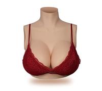 HUANQIN Faux Seins Poitrine Prothétique Flexible Faux Seins Poitrine Rempli Silicone D Cup, Soutien-Gorge de Mastectomie Mastectomie, Prothèse de Mastectomie, prothèse Mammaire Artificielle, Ivoire