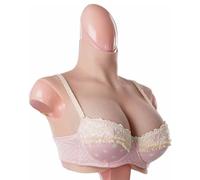 HUANQIN Sein Silicone Travesti, Faux Sein, Poitrine et Soutien-Gorge Rempli Silicone C Cup, Formes mammaires en Silicone, Faux Seins, Poitrine Prothèse Formes de Poitrine en Silicone, Bronzer