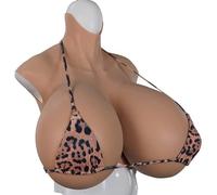 HUANQIN Silicone Artificielle Poitrine Forme Plaques Poitrine Silicone Rempli Coton H Cup, Silicone Sein Soutien-Gorge Seins Formes, Faux Sein-s Silicone Silicone Fausse Poitrine, Ivoire