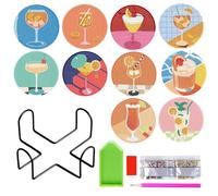 HUANR 10 Pièces Diamond Painting Dessous, 10 cm Dessous de Tasse, Peinture Diamant Enfant, pour Les Amateurs de Cocktails