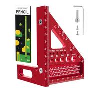HUANR 3D Equerre Charpentier, Multifonctionnel Équerre Menuisier, Il est Livré avec 10 Crayons, 22,5-90° Trusquin de Menuisier, Convient pour le Travail du Bois et les Projets de Bricolage
