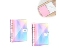HUANR Classeur A6, 2 Pièces Classeur Budget, Anneau Couleur Transparente, Classeur A6 6 Anneaux, Organiseur A6 avec Boutons, Classeur Souple pour Albums Photos, Agendas, Dossiers