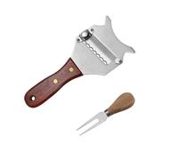 HUANR Coupe Fromage, Couteau Fromage Réglable, avec Fourchette, avec Trou de Suspension pour Manche en Bois, Rasoir Truffes, Trancheuse à Fromage, Lame Ondulée Tranchante, pour Maison, Cuisine