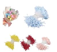 HUANR Étamines Artificielles en Forme de Malt, Environ 1400 Pièces Mini Fleur Étamine Pistil, Mini Double Tête Étamine de Fleur à Double Tête, 4 Couleurs, pour Fleurs Artificielles DIY, Vêtements