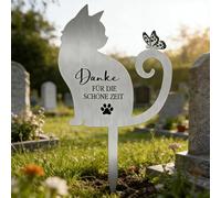 HUANR Piquet de Pierre Tombale pour Chat, Piquets de Cimetière Imperméables | Acier Inoxydable, Plaques Commémoratives en Métal en Forme de Chat, pour Commémorations, Cadeaux et Décorations