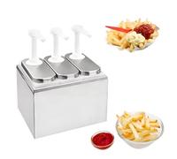 HuanSebesity Distributeur de Sauce Professionnel 3 Pompes,Distributeur de Condiments à Tête Quantitative,Idéal pour La Salade,La Confiture Et L'assaisonnement,Capacité 3x2l 3Pumps2L
