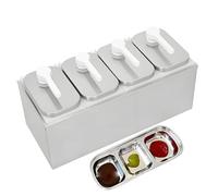 HuanSebesity Distributeur de Sauce Professionnel 3 Pompes,Distributeur de Condiments à Tête Quantitative,Idéal pour La Salade,La Confiture Et L'assaisonnement,Capacité 3x2l 4Pumps2L