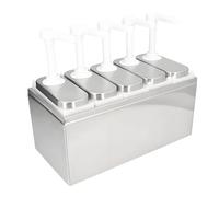 HuanSebesity Ompe à Condiments pour Sauce P D'assaisonnement Salade,Pompe Distributrice de Sauce en Acier Inoxydable pour Restauration Rapide Décontractée,2 L-5 Pompes 5Pumps2L