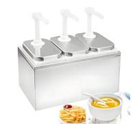 HuanSebesity Ompe à Condiments pour Sauce P D'assaisonnement Salade,Pompe Distributrice de Sauce en Acier Inoxydable pour Restauration Rapide Décontractée,2 L-5 Pompes 3Pumps2L