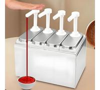 HuanSebesity Ompe à Condiments pour Sauce P D'assaisonnement Salade,Pompe Distributrice de Sauce en Acier Inoxydable pour Restauration Rapide Décontractée,2 L-5 Pompes 4Pumps2L