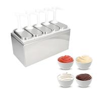 HuanSebesity Pompe Distributrice de Sauce,Distributeur Condiments en Acier Inoxydable pour Presser Facilement La Sauce, Distributeur de Sauce 2l avec Pompe Quantitative Et Base 5Pumps2L