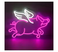 HUANTY d'Ambiance Apaisante Lampe Décor Mural Lumière Forme Cochon Volant LED Néon Signe pour Maison, Birthday Party, Salle De Jeux Décoration Murale D'Ambiance Apaisante Lampe 30cmx37cm