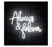HUANTY d'Ambiance Apaisante Lampe Enseigne Au Néon «Always and Forever», Décoration Murale, Veilleuse Alimentée par USB, pour Fête, Mariage, Bar, Beauté, 34cmх30.5cm