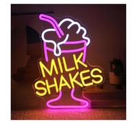 HUANTY d'Ambiance Apaisante Lampe Enseigne Au Néon Milkshakes Alimentée par USB pour Décoration De Magasin De Jus De Fruits, Lumières Néon Adaptées Au Salon De Café 27cmx37cm