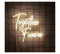 HUANTY d'Ambiance Apaisante Lampe Enseigne Au Néon Together Forever Veilleuse Décorative Murale Alimentée par USB, pour Décoration De Fête, Mariage, Bar, 34cmх32.7cm