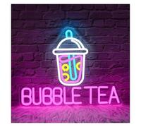 HUANTY d'Ambiance Apaisante Lampe Enseigne Lumineuse Au Néon Bubble Tea Lampe LED À Intensité Variable, Panneau D'affichage De Magasin De Boissons Décoration Murale Éclairée 42cmX32cm