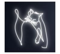 HUANTY d'Ambiance Apaisante Lampe Enseigne Lumineuse LED en Forme De Chat Et De Fille, Intensité Variable pour Chambre d'enfant Crèche Animalerie Anniversaire 60cm