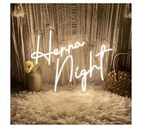 HUANTY d'Ambiance Apaisante Lampe Enseigne Lumineuse LED Henna Night À Intensité Variable Alimentée par USB pour Décoration De Mariage, De Fête Prénuptiale, De Fiançailles(Une,50X38cm)